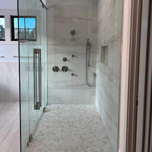 showroom shower, tile